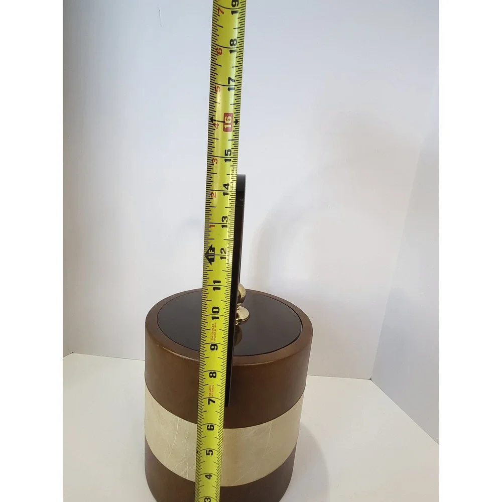 Vintage Bucket Brigade Morgan Designs Ice Bucket Brown Faux Leather Mid Century